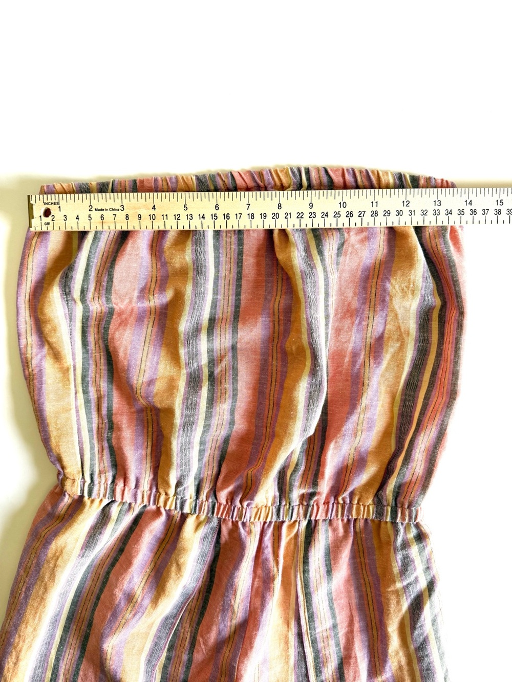 Anthro Drew Emerson XS Linen Strapless Tulip Split Leg Rainbow Striped Jumpsuit - Picture 10 of 15